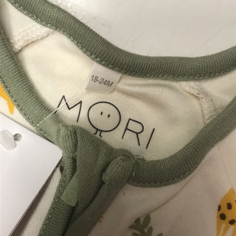 Baby Mori Organic Bamboo Summer Pajamas zip shortie animal pattern 18-24 mo - Picture 4 of 6